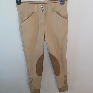 Girls Riding Breeches in Tan with Knee Patches